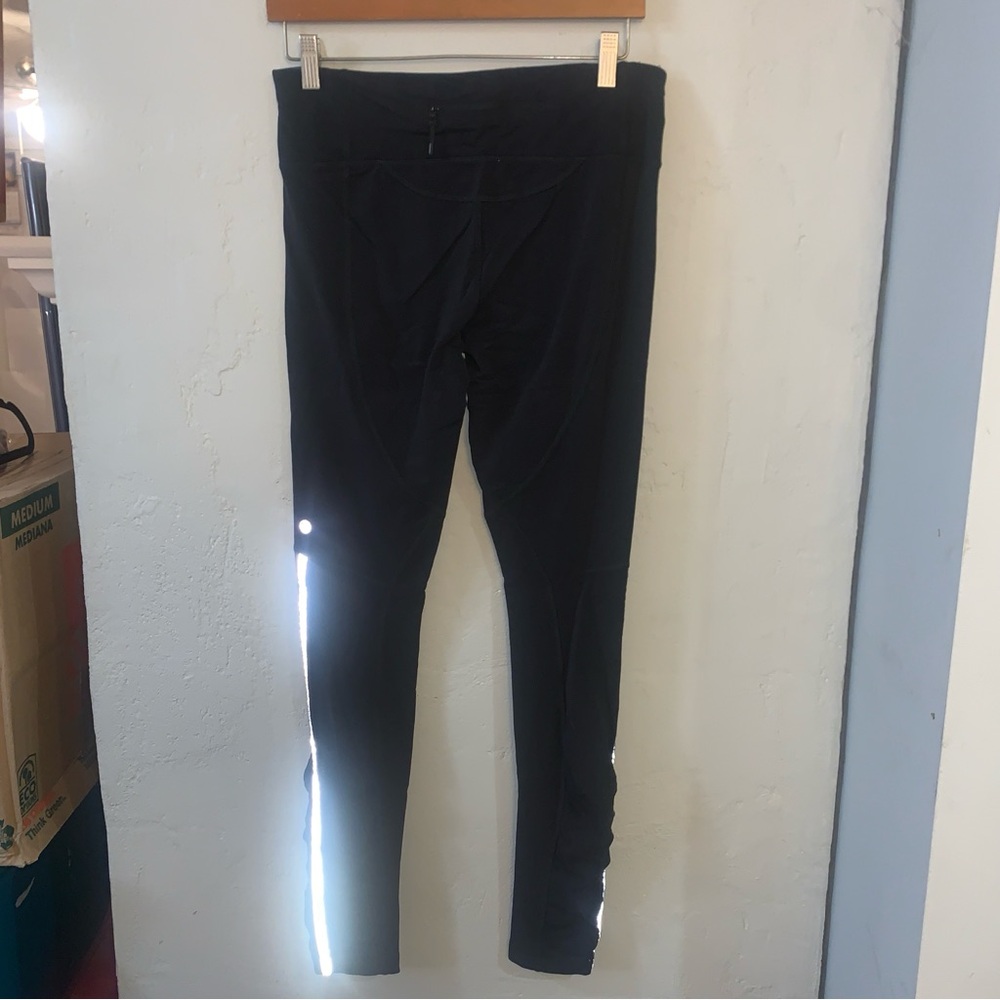 Lululemon Black Leggings Tights Pants Ruched Speed Tight Reflective 28” Size 8!